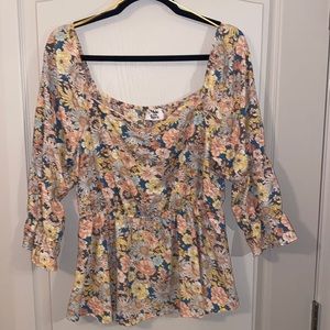Floral Off The Shoulder Peplum Top